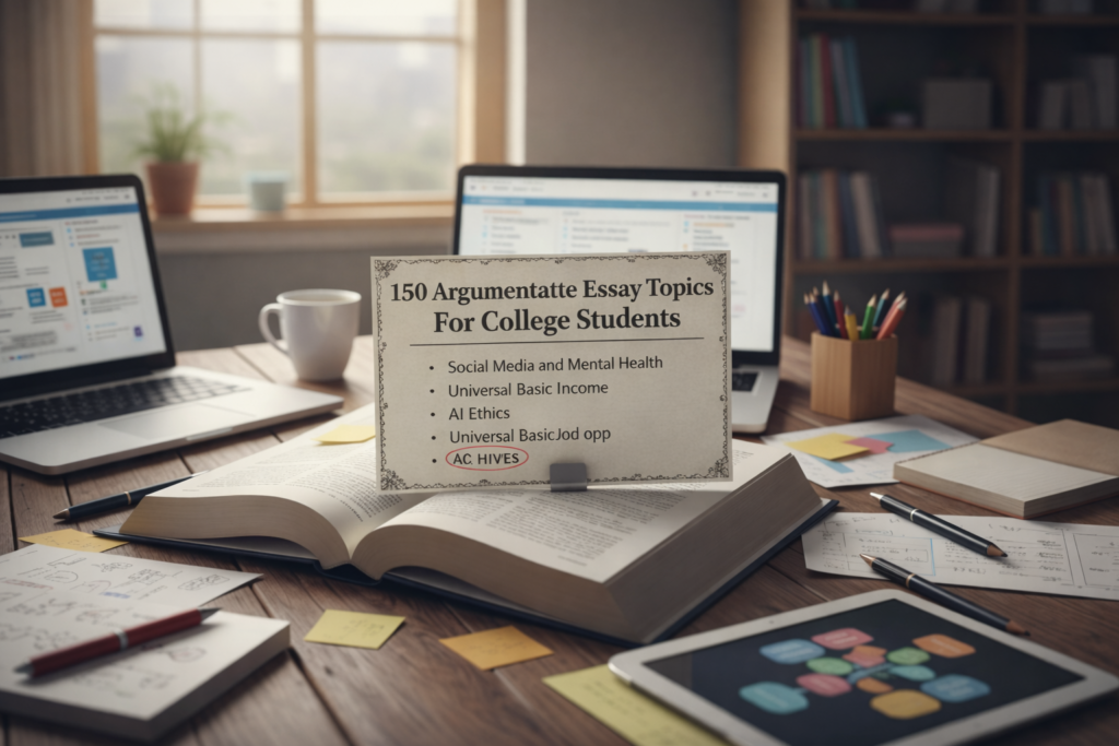 College student choosing an argumentative essay topic